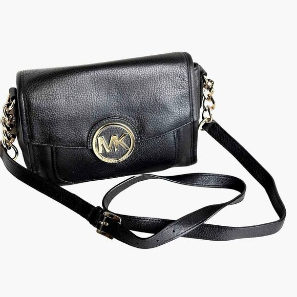 Michael Kors Fulton Leather Crossbody Handbag, Black, Sz: OS, 41-17 - Picture 1 of 11